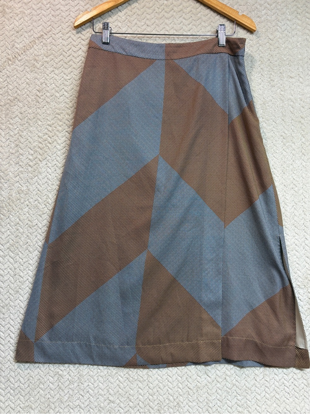 MM.LaFleur Size 10 Geometric Colorblock Midi Skirt Mod Retro Workwear 70s - Picture 7 of 11